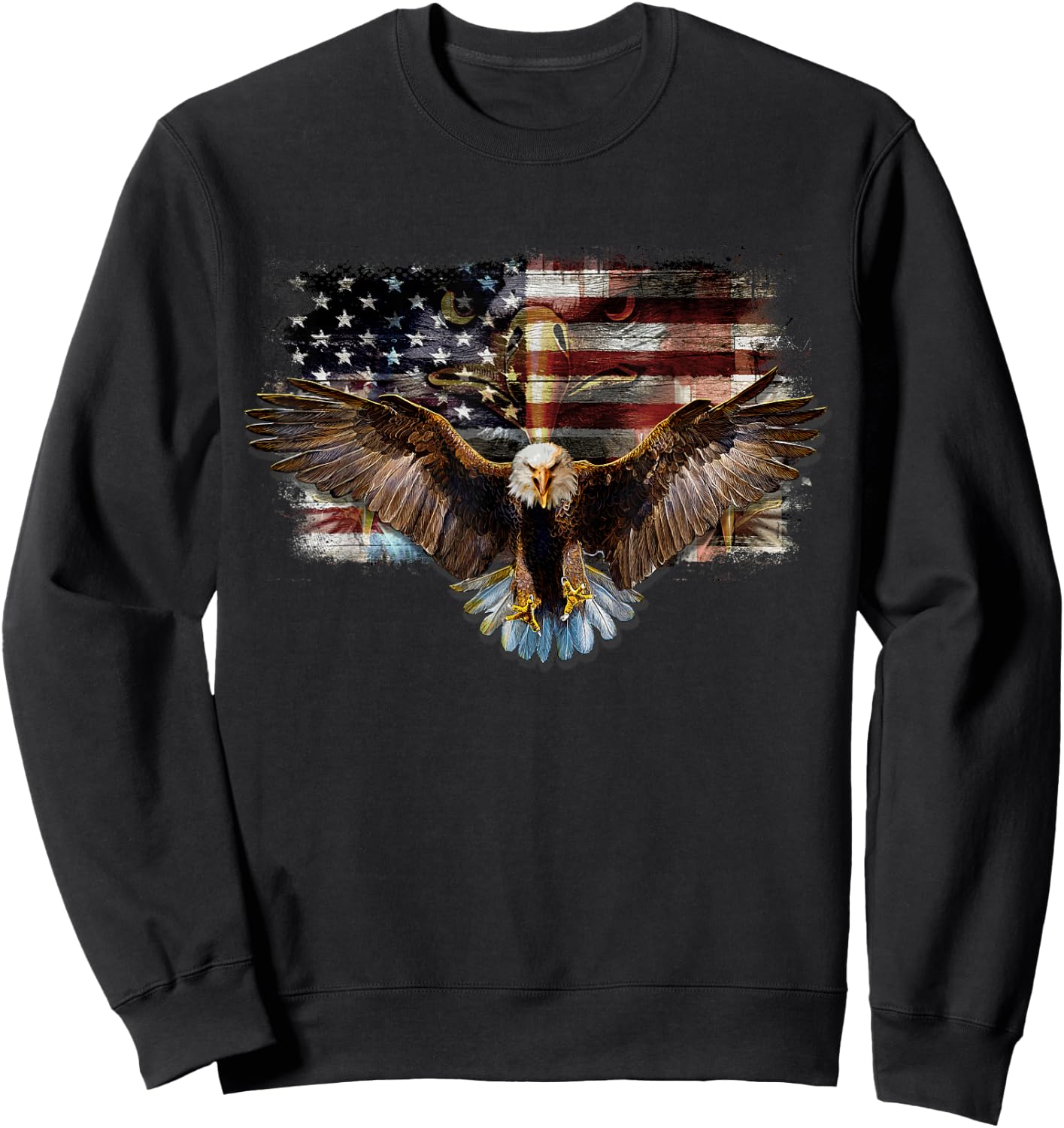 Bald Eagle 4th of July American USA Flag Eagle Patriotic Sweatshirt - Sweatshirt | Black