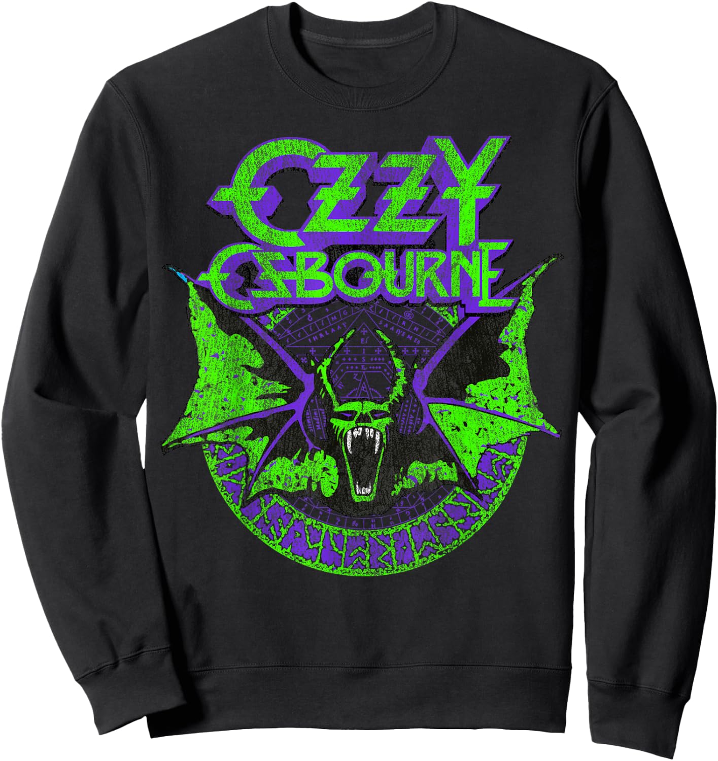 Ozzy Osbourne Bat Circle Neon V2 Sweatshirt - Sweatshirt | Black