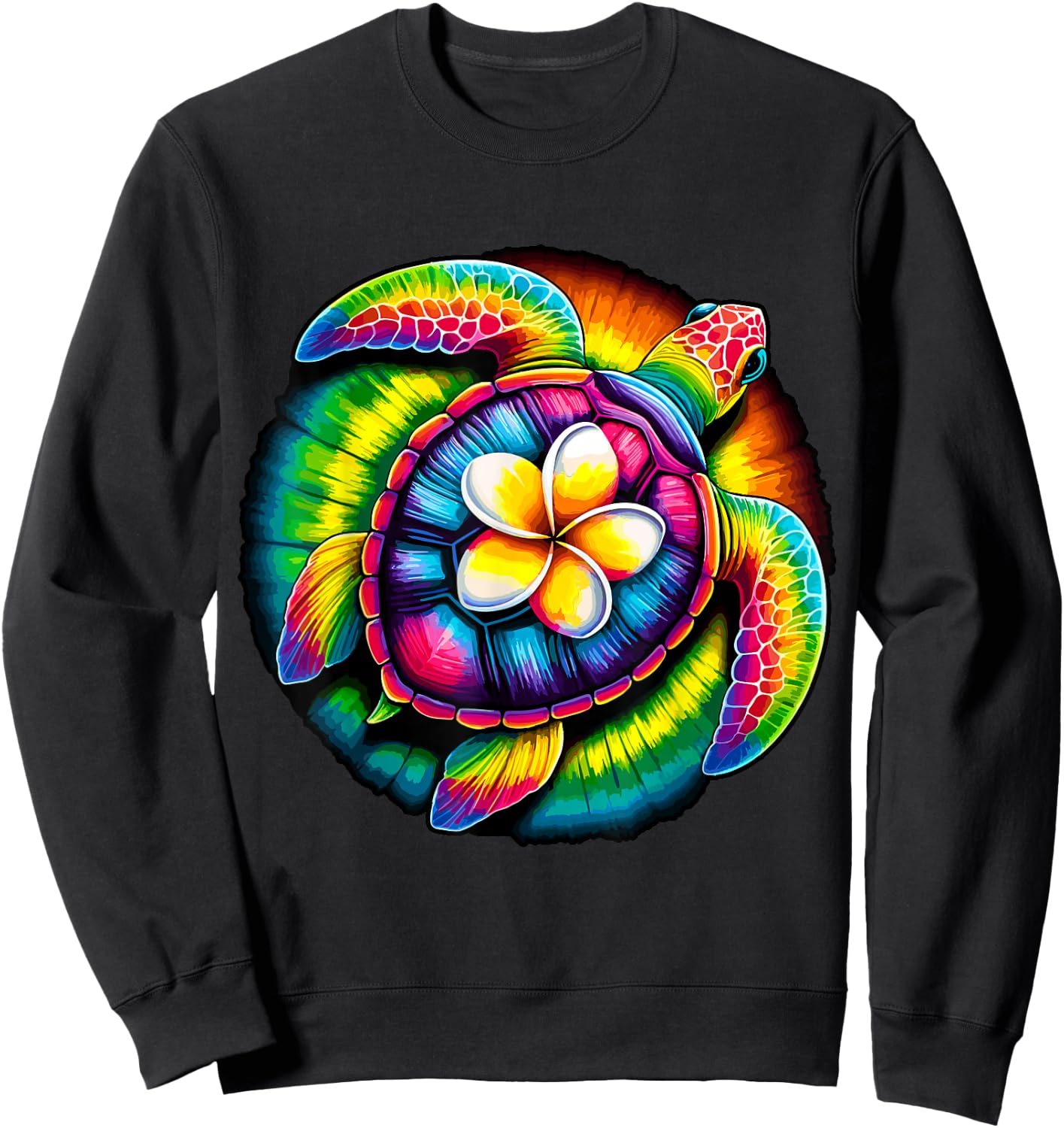 Tie-Dye Sea Turtle Hawaiian Summer Vacation Hippie Sweatshirt - Sweatshirt | Black