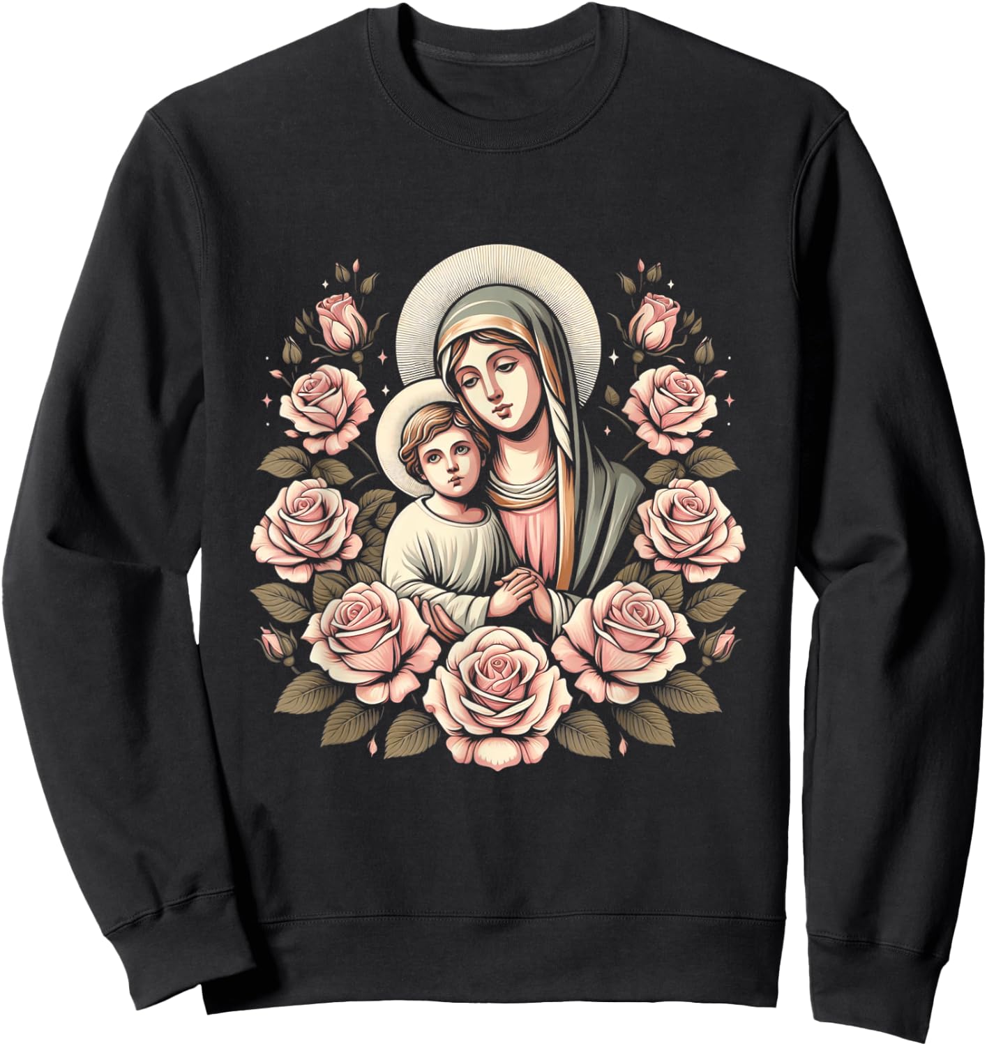 Our Lady of Good Blessed Mother Mary Christian Art Sweatshirt - Sweatshirt | Black