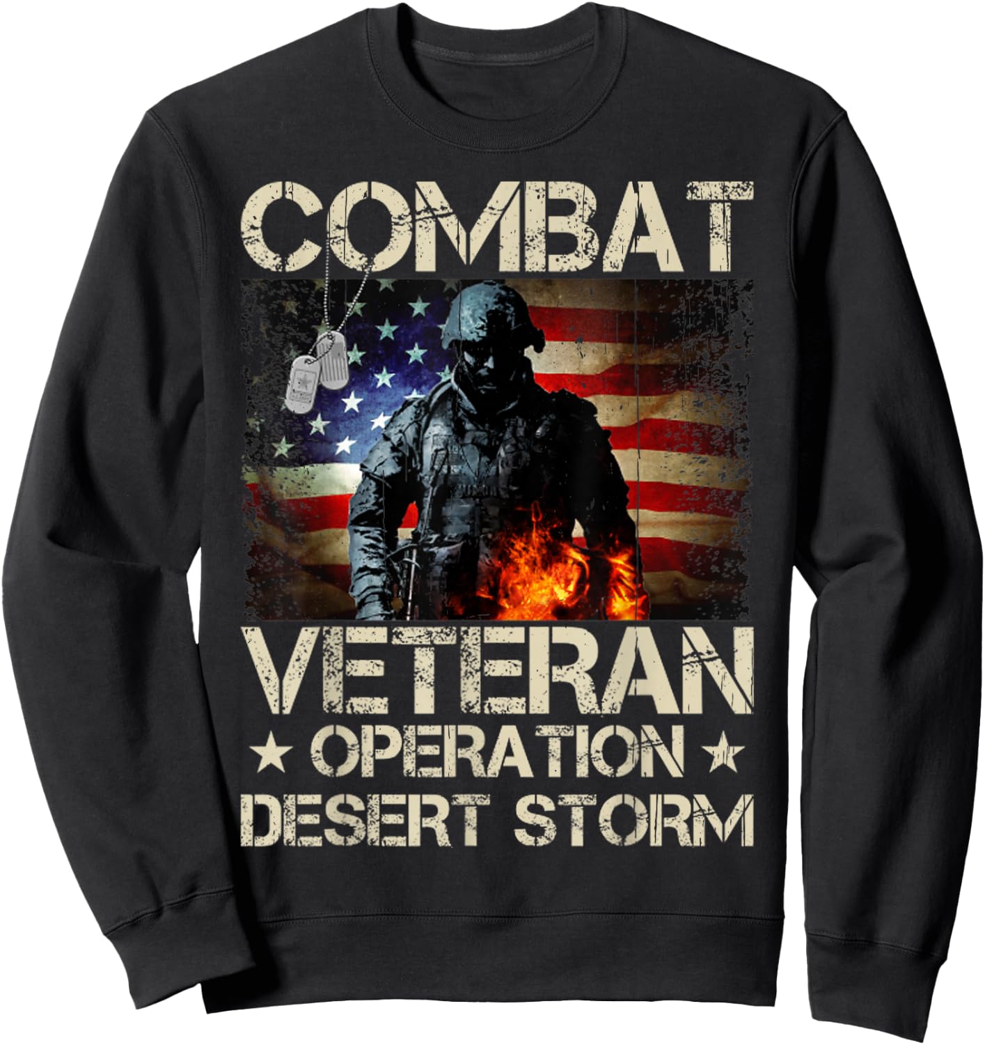 A Veteran USA Flag Combat Operation Desert Storm Sweatshirt - Sweatshirt | Black