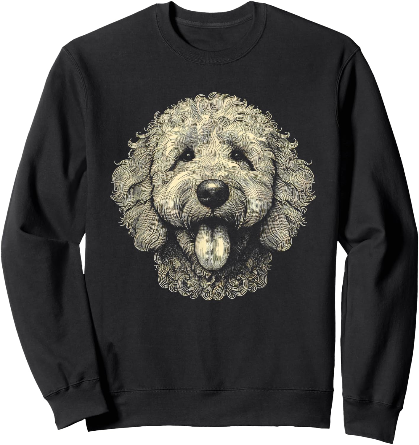 Goldendoodle Dog Face Art Design Sweatshirt - Sweatshirt | Black