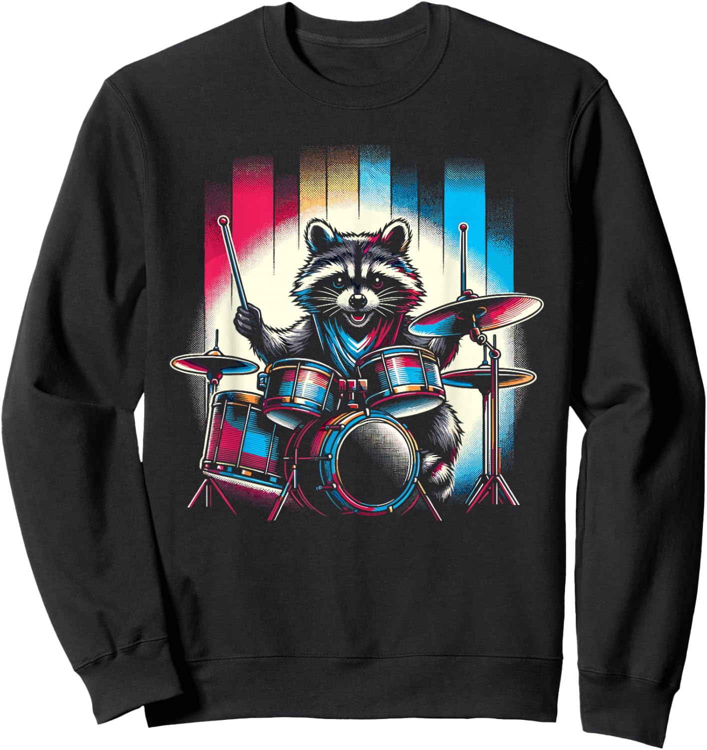 Raccoon Playing Drums Teacher Drummer Novelty Funny Drummer Men Women Girls Kids Sweatshirt - Sweatshirt | Black