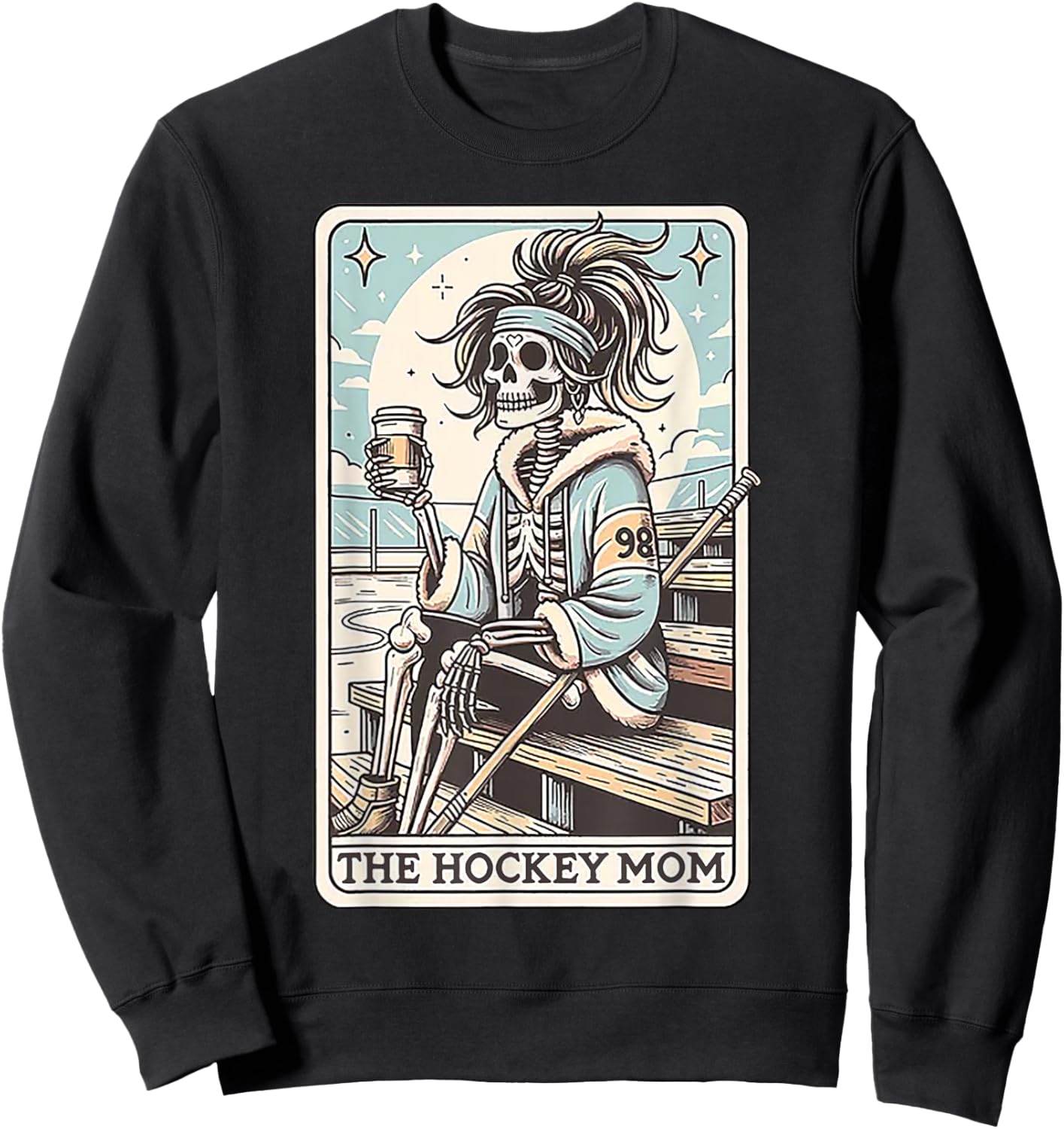 Hockey Mom Funny Skeleton Card Sweatshirt - Sweatshirt | Black