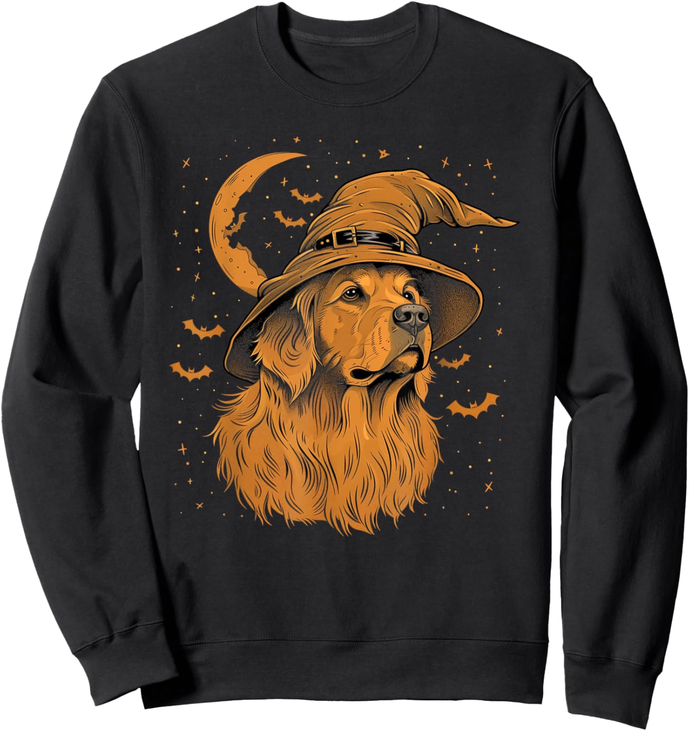 Golden Retriever Halloween Funny Cute Dog Mom Wizard Witch Women Kids Sweatshirt - Sweatshirt | Black