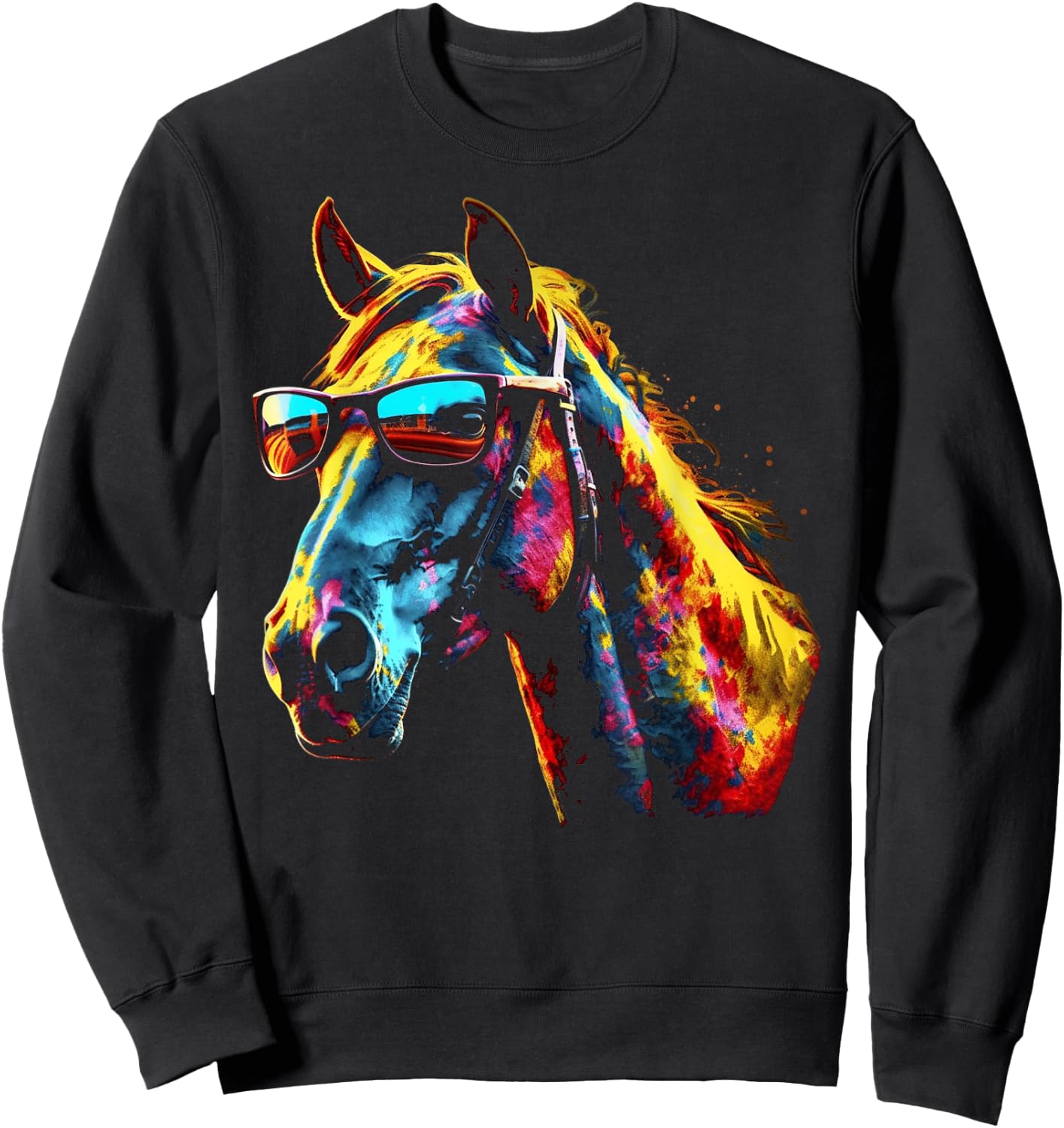 Horse Artwork Colourful Sunglasses - Animal Horse Sweatshirt - Sweatshirt | Black