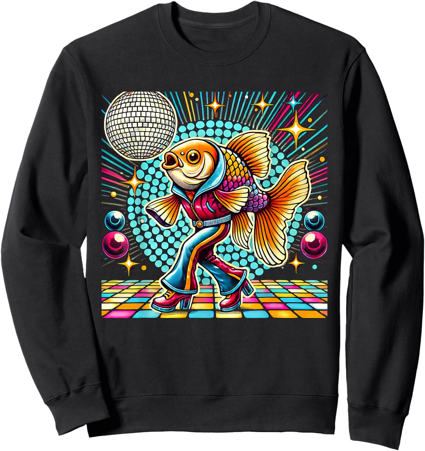 Aesthetic Fish Disco Sweatshirt - Sweatshirt | Black