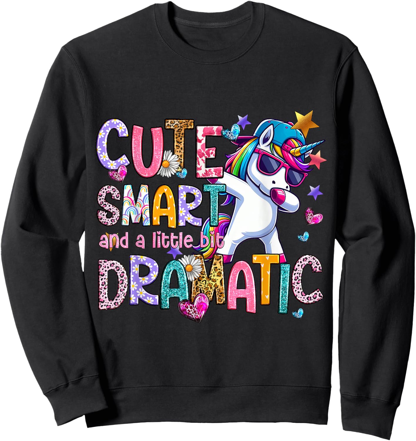 Cute Smart And A Little Bit Dramatic Funny Unicorn Kid Girls Sweatshirt - Sweatshirt | Black