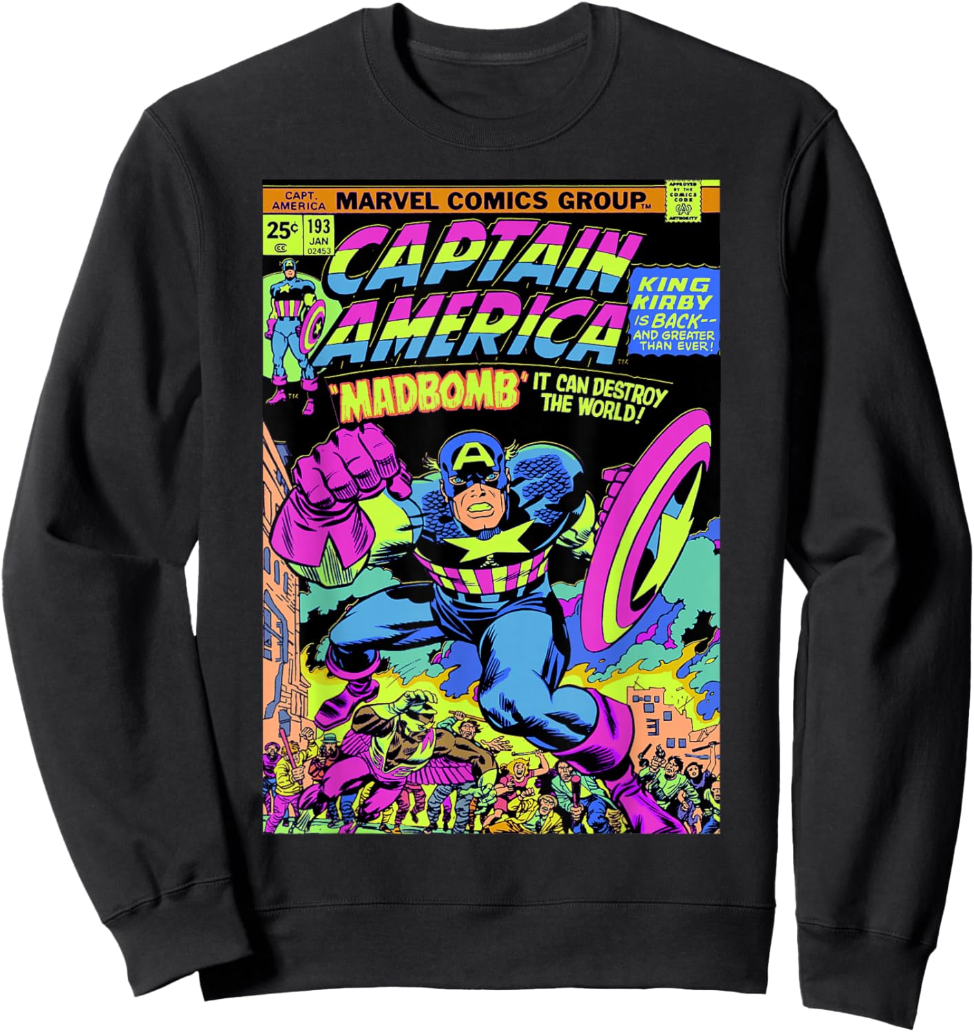 Marvel Captain America Comic Neon Graphic Sweatshirt - Sweatshirt | Black