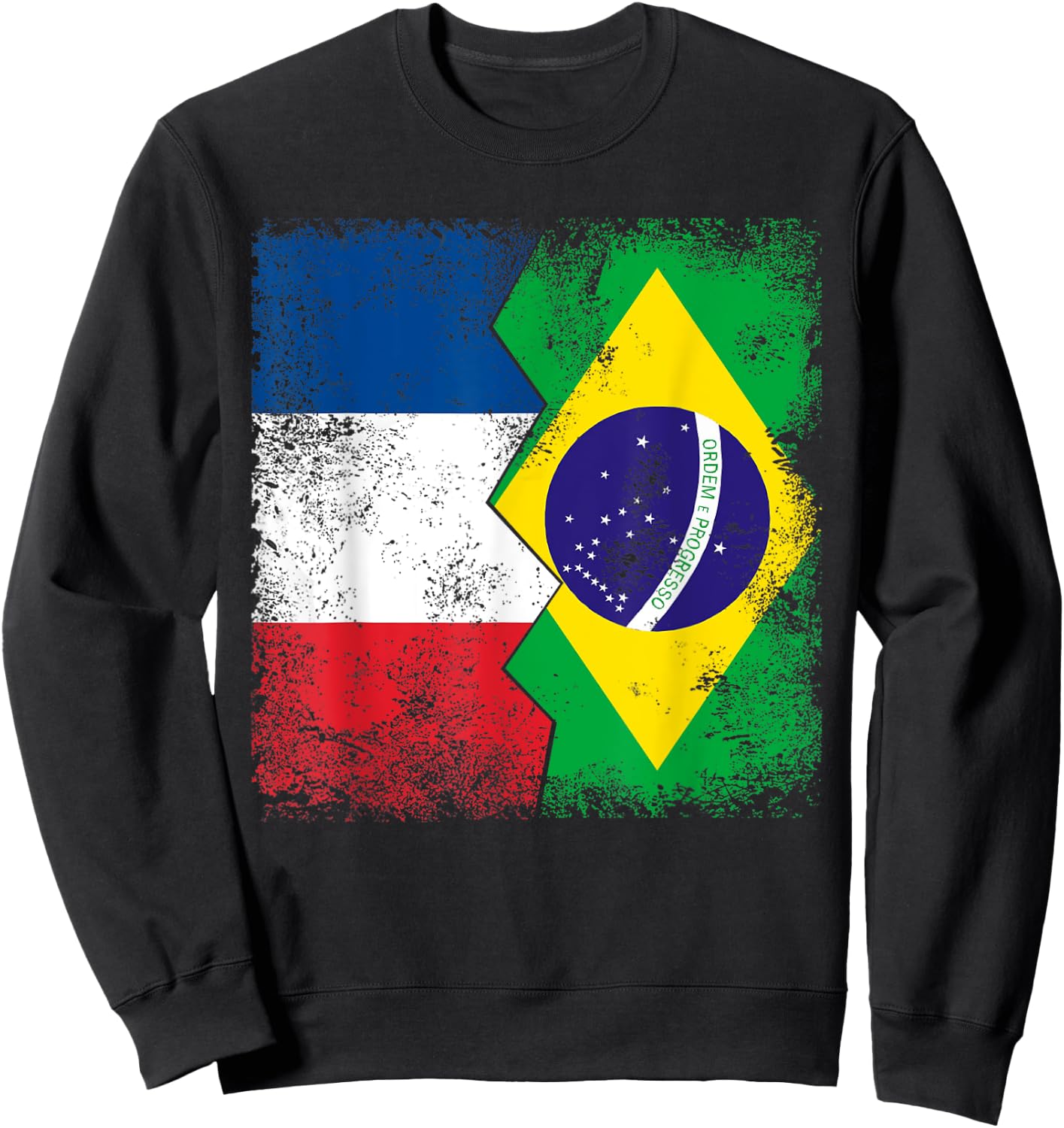France Brazil Flags | Half Brazilian French Roots Brasil Sweatshirt - Sweatshirt | Black