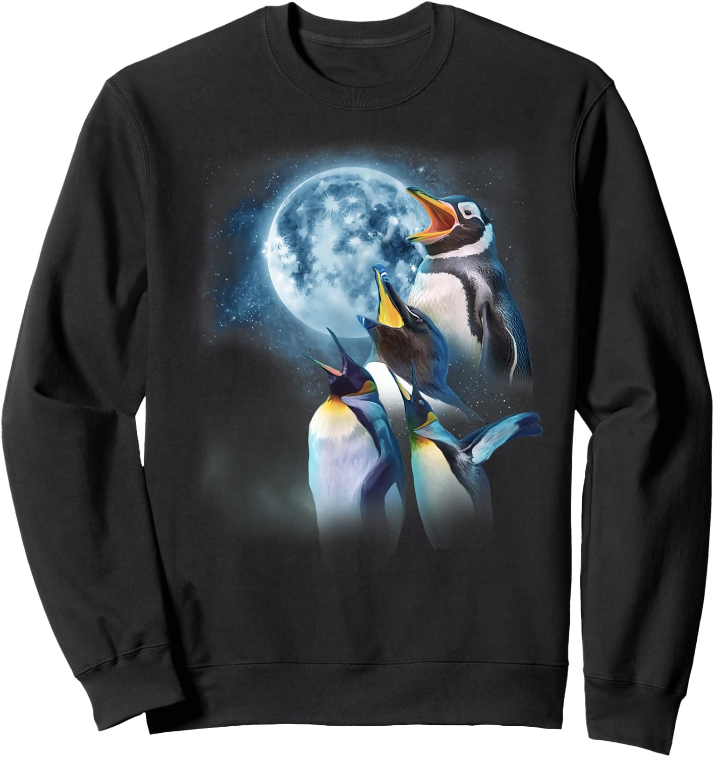 Funny Penguin Shirt - Howling at the Moon Funny Penguin Sweatshirt - Sweatshirt | Black