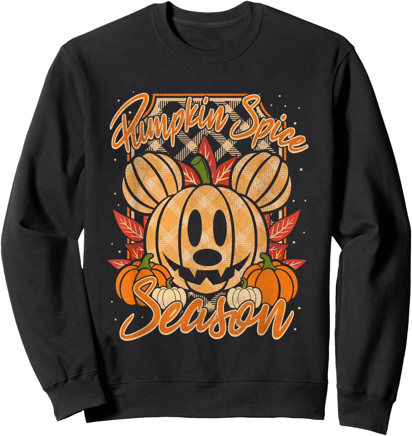 Disney Mickey and Friends Halloween Pumpkin Spice Chest Logo Sweatshirt - Sweatshirt | Black