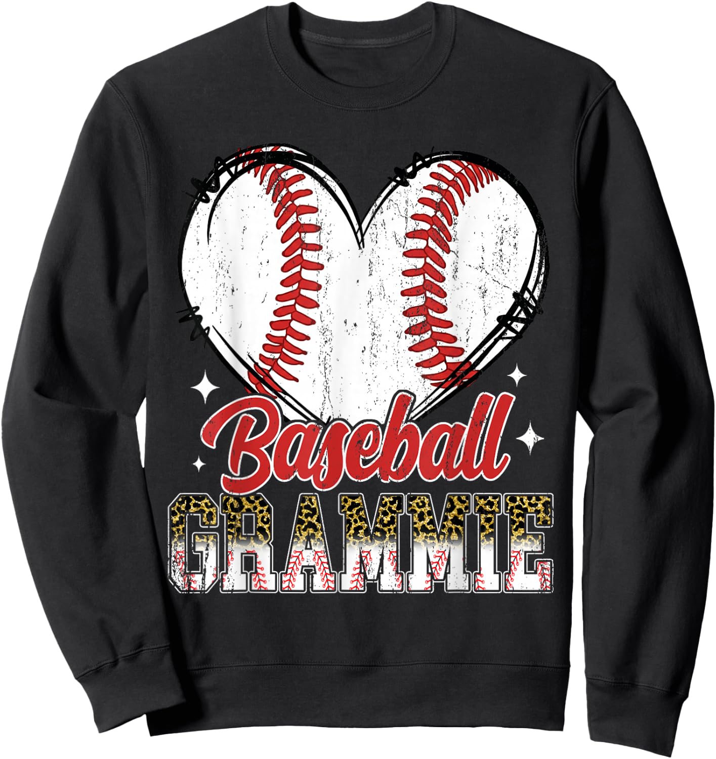 Baseball Grammie Heart Baseball Player Lover Sweatshirt - Sweatshirt | Black