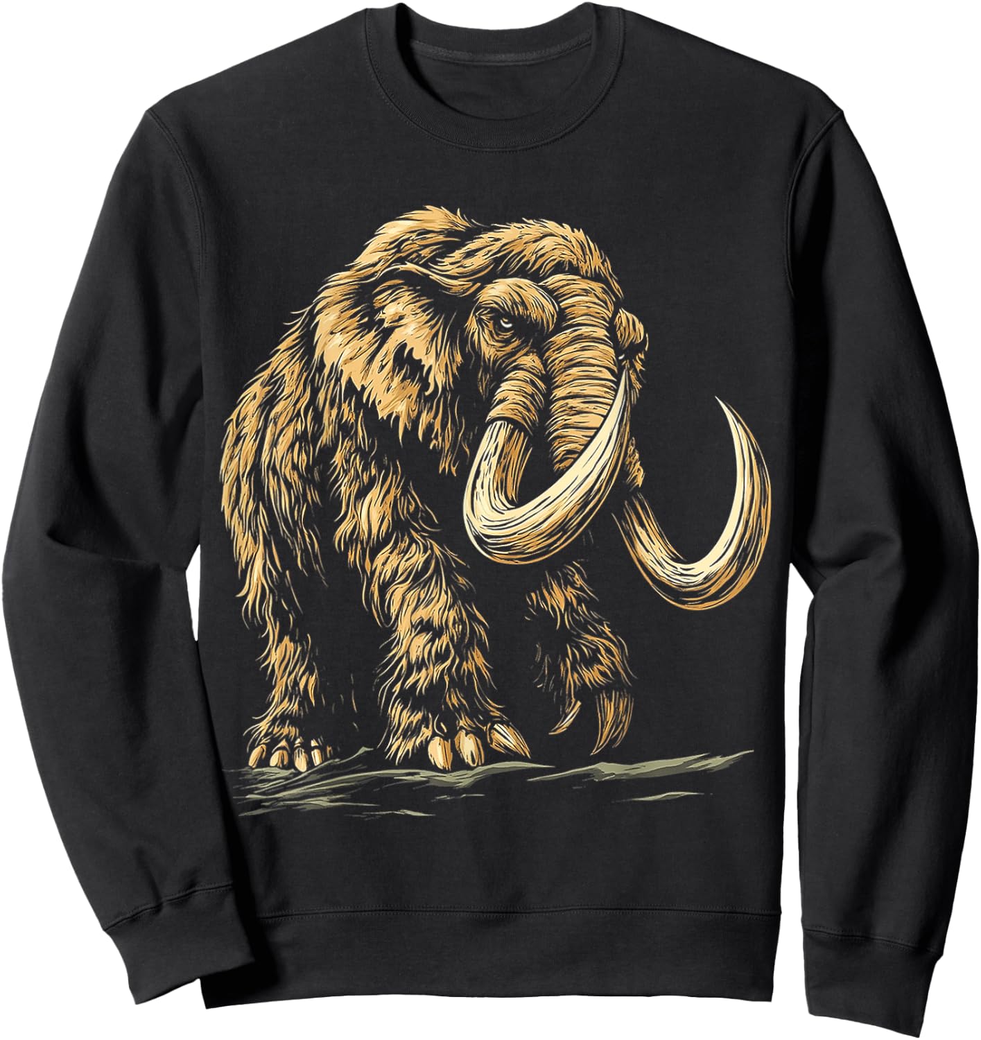 Mammoth Mythical Motif Fantasy Artwork Mammoth Sweatshirt - Sweatshirt | Black