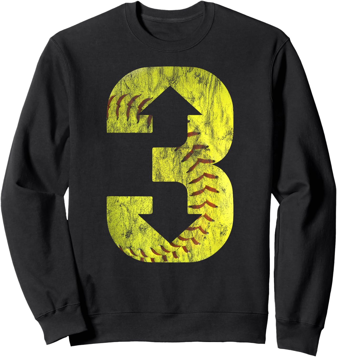 3 Up 3 Down | Three Up Three Down Softball Distressed Sweatshirt - Sweatshirt | Black