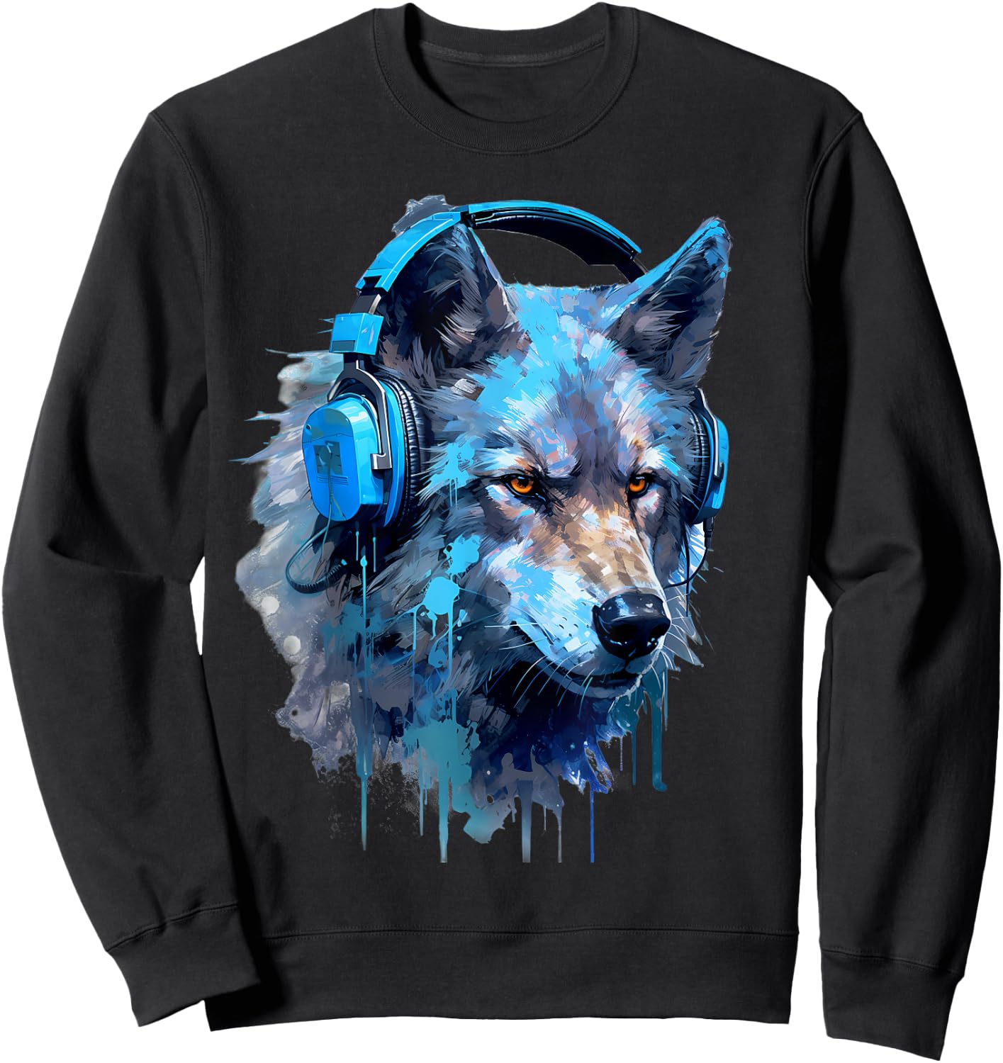 Rave EDM Wolf Headphone Sweatshirt - Sweatshirt | Black