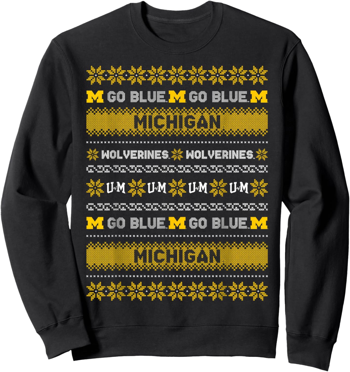 University of Michigan Wolverines U of M Ugly Christmas Sweatshirt - Sweatshirt | Black