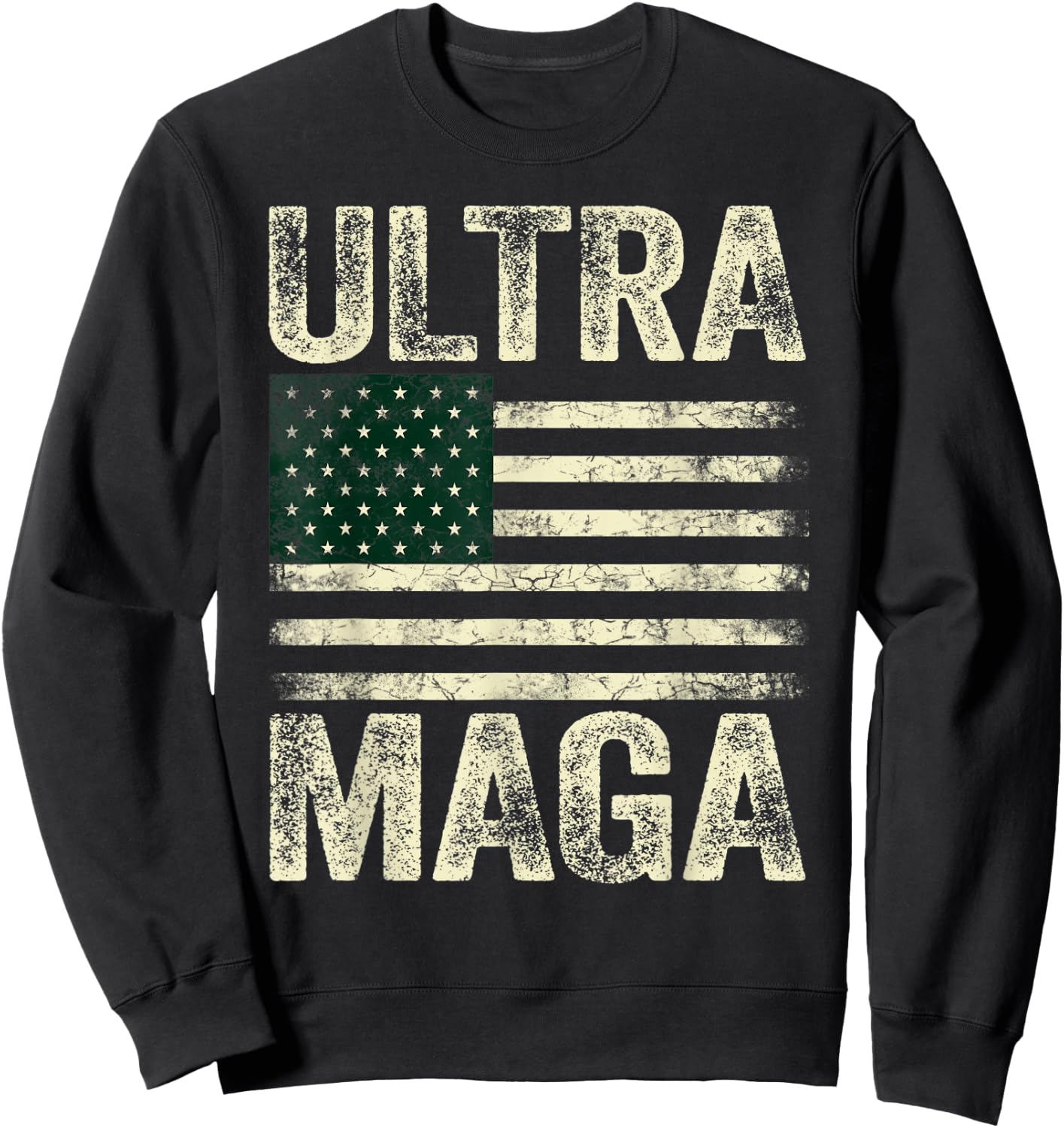 Ultra Maga Shirt US Flag Top American Gifzs Ultra Mega Sweatshirt - Sweatshirt | Black