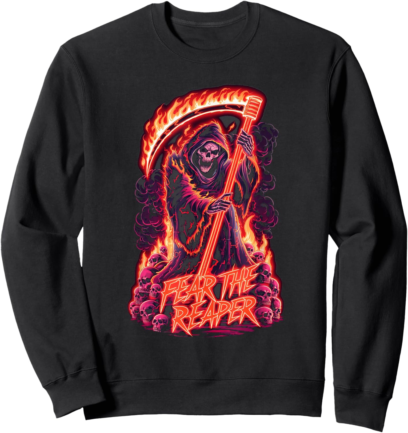 Fear The Reaper - Flaming Grim Reaper Goth Sweatshirt - Sweatshirt | Black