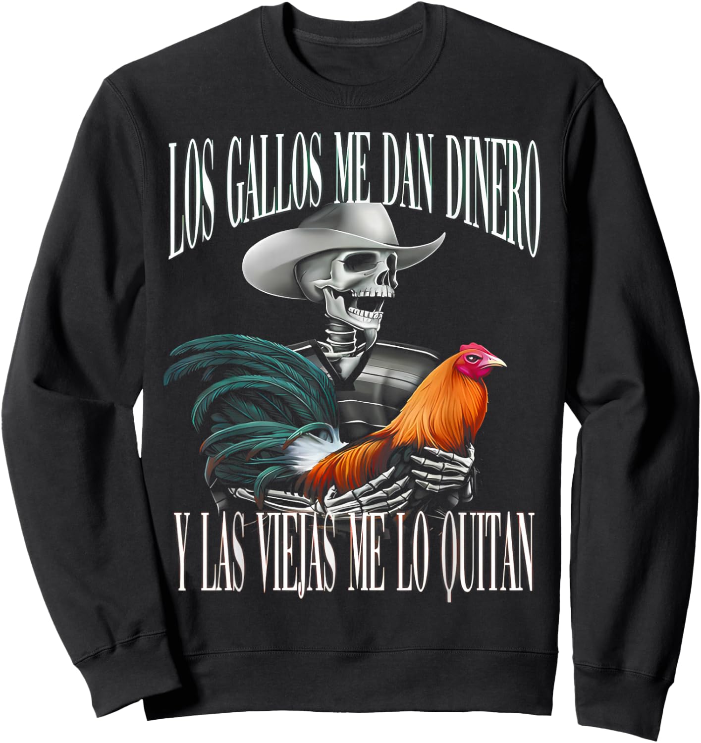 Calacas Chidas Gym Con Frases Sarcasticas Funny Saying Sweatshirt - Sweatshirt | Black