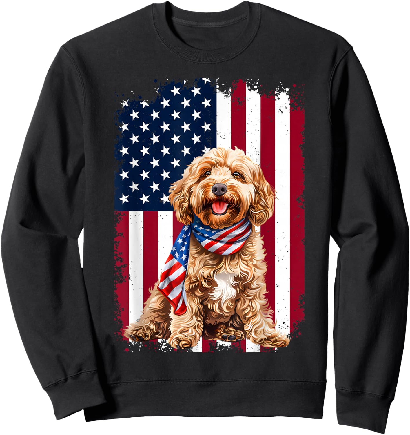 Cockapoo Dog American Flag 4th Of July Cockapoo Dog Gifts Sweatshirt - Sweatshirt | Black