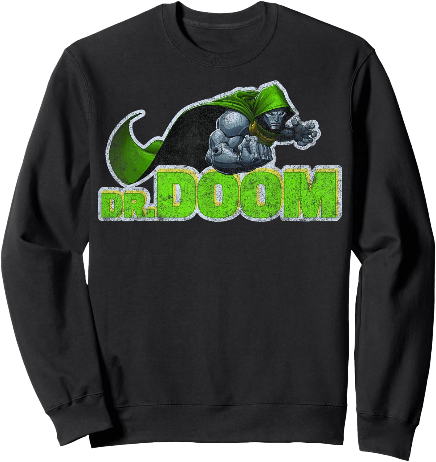 Marvel Dr. Doom Metal Armor Distressed Text Sweatshirt - Sweatshirt | Black