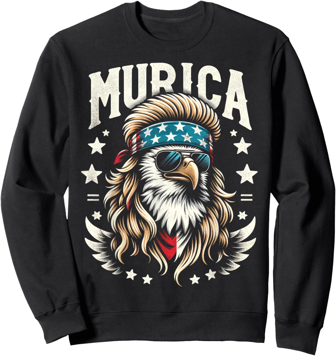 4th of July Patriotic Funny Eagle July 4th USA Murica Women Kids Men Sweatshirt - Sweatshirt | Black