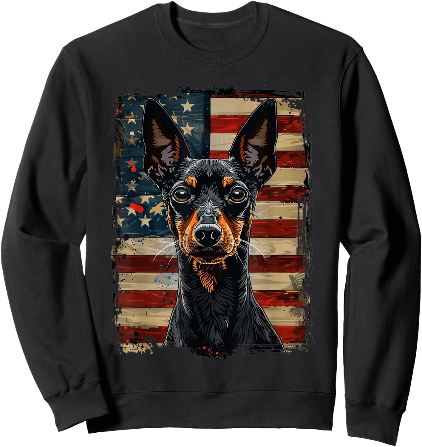 Manchester Terrier American Flag Sweatshirt - Sweatshirt | Black