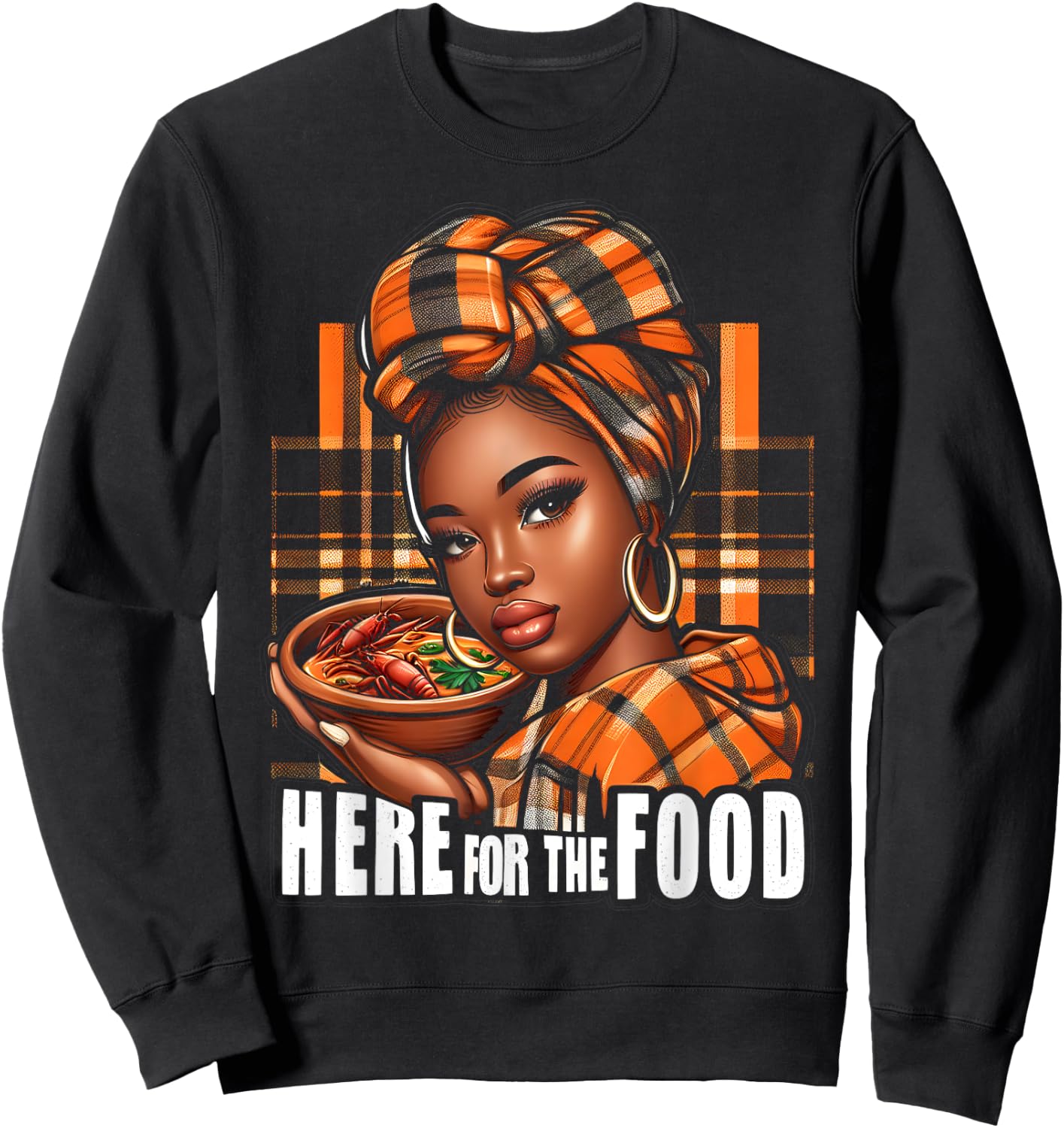 Creole Day, Here For The Food, Jounen Kweyol, Madras Women's Sweatshirt - Sweatshirt | Black