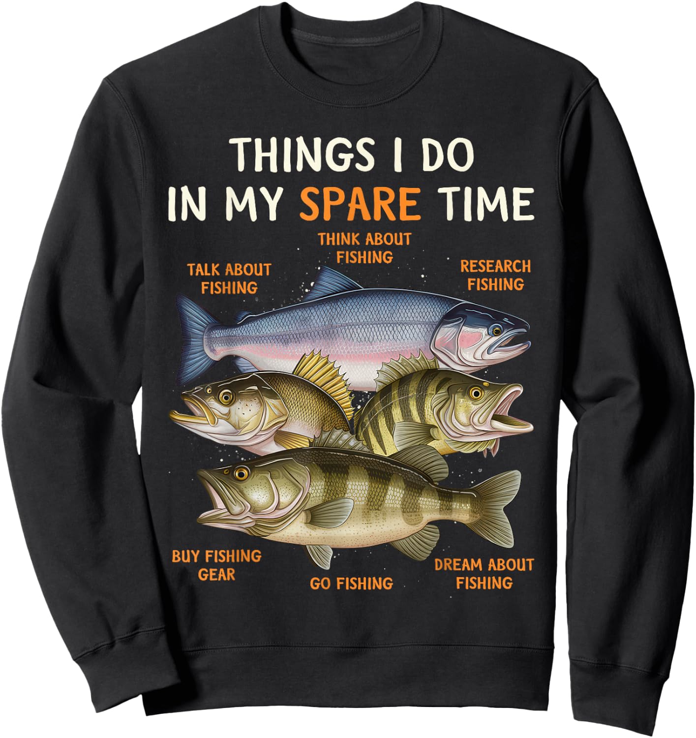 Funny Fishing Apparel , Youth and Boys | Bass Lovers Sweatshirt - Sweatshirt | Black
