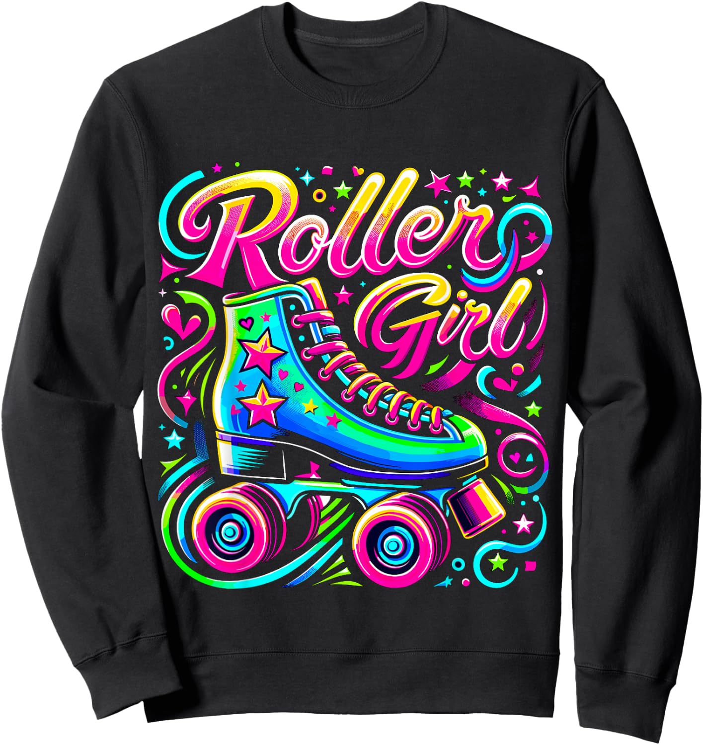 Roller Girl Roller Skates 90s 80s Sweatshirt - Sweatshirt | Black