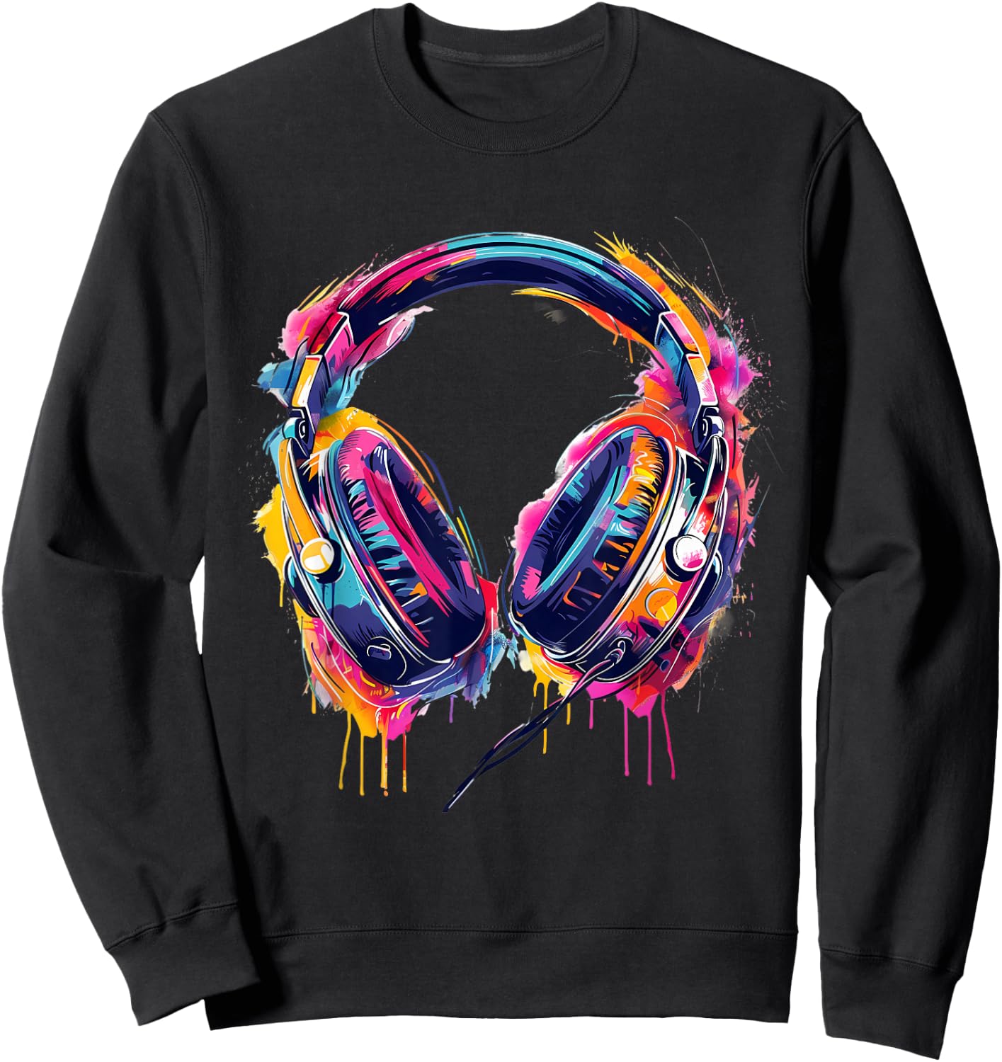 Headphones Music DJ Splash EDM Beatmaker Techno House Music Sweatshirt - Sweatshirt | Black