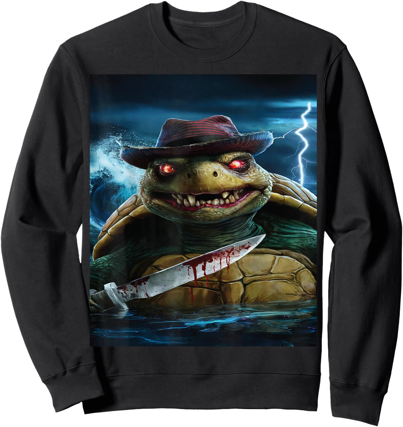 Creepy Scary Halloween Turtle Sweatshirt - Sweatshirt | Black