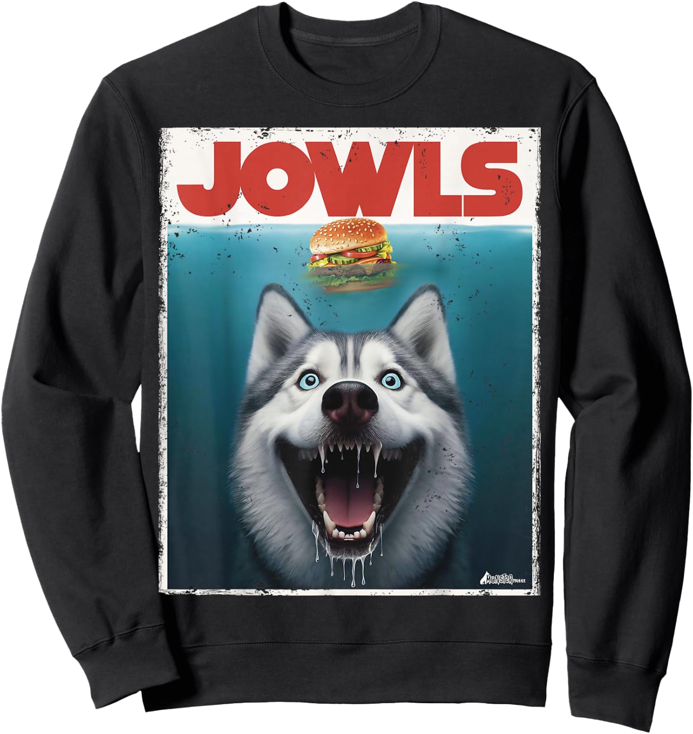 Funny Siberian Husky Jowls, Sled Dog Mom Top Alaskan Dog Dad Sweatshirt - Sweatshirt | Black