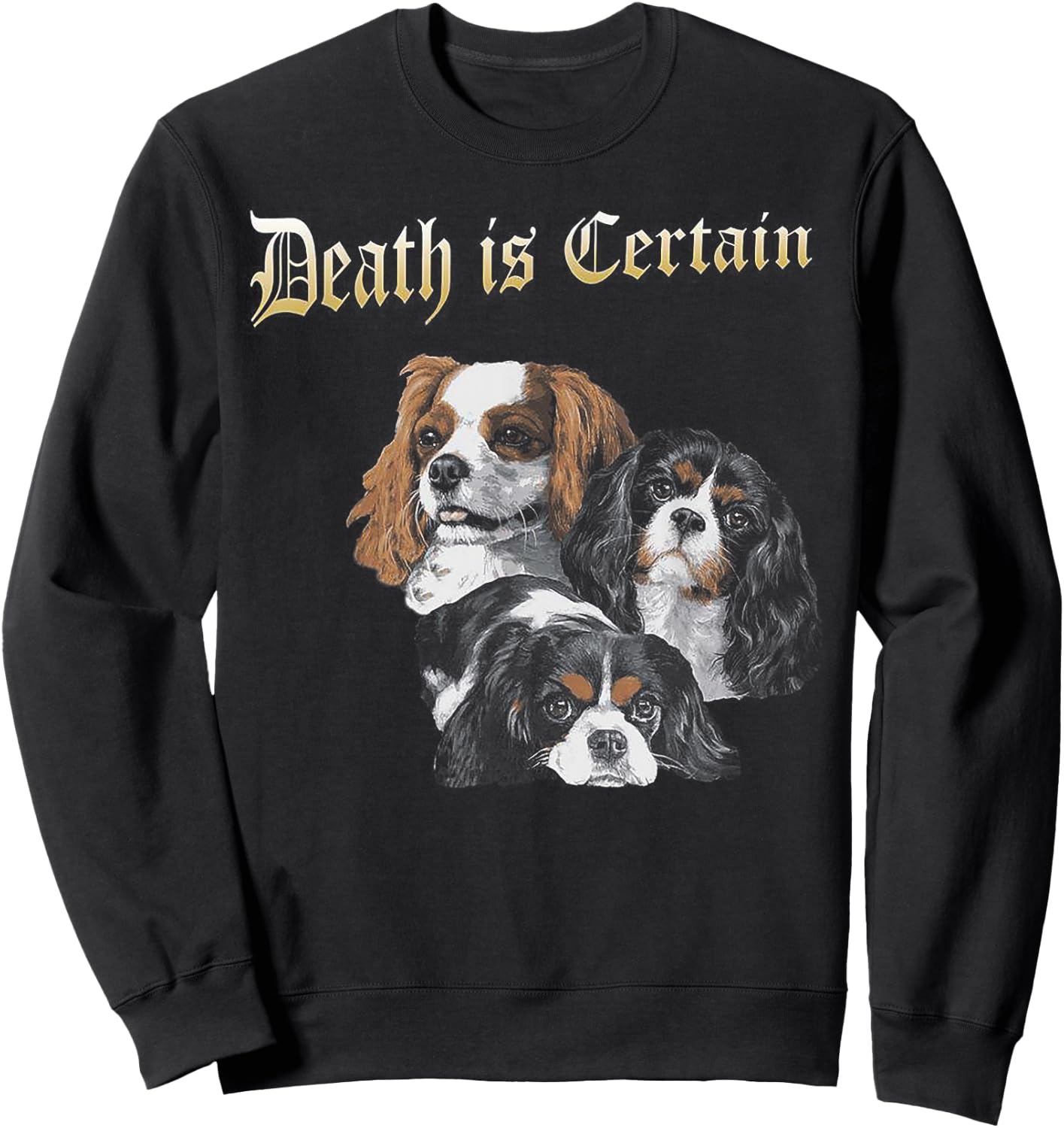 Death Is Certain Funny Cavalier King Charles Spaniel Sweatshirt - Sweatshirt | Black