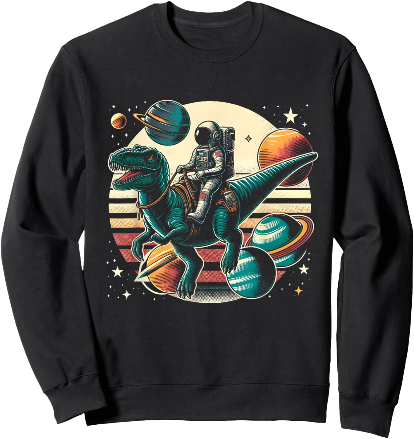 Astronaut T Rex Space Dinosaur Women Men Kids Birthday Funny Sweatshirt - Sweatshirt | Black