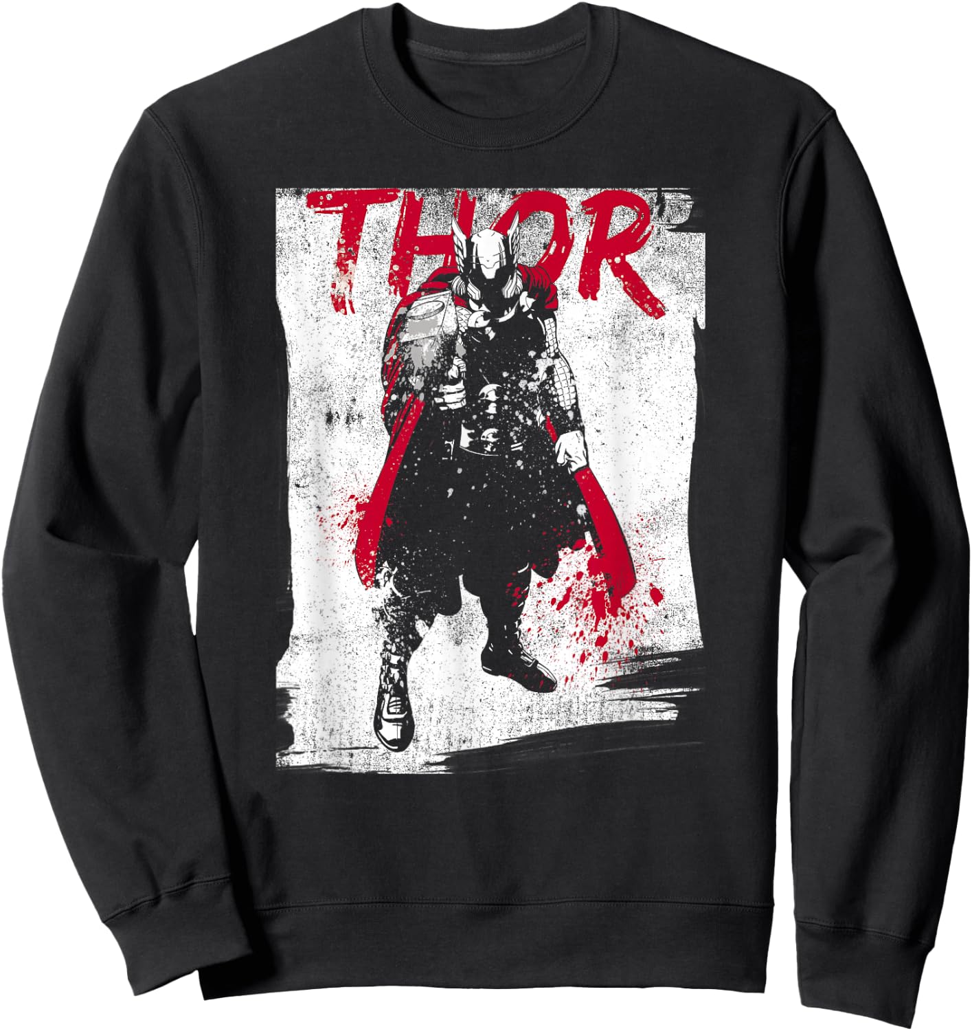 Marvel Avengers Classic Thor Grunge Paint Splatter Poster Sweatshirt - Sweatshirt | Black