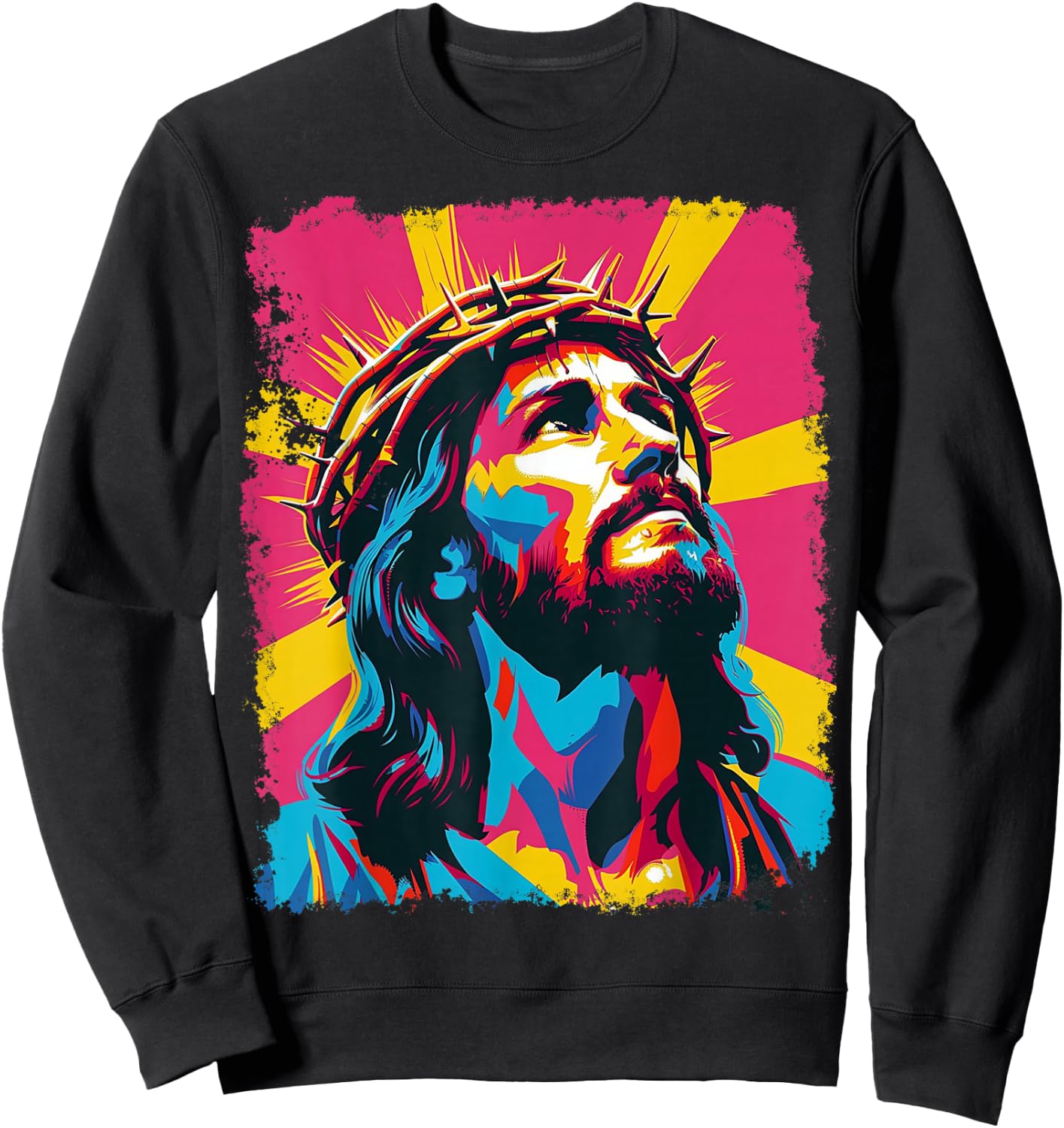 Jesus Christ Pop Art Designer Sweatshirt - Sweatshirt | Black