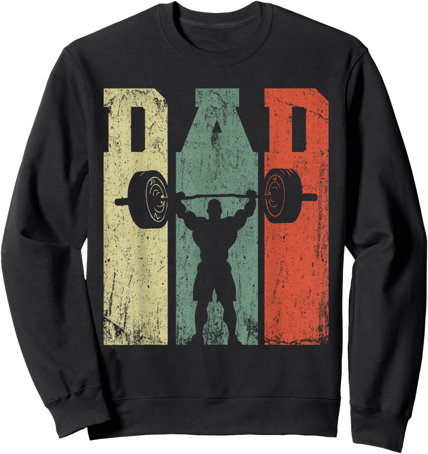 Vintage Weightlifting Dad Daddy Silhouette Gym Father's Day Sweatshirt - Sweatshirt | Black