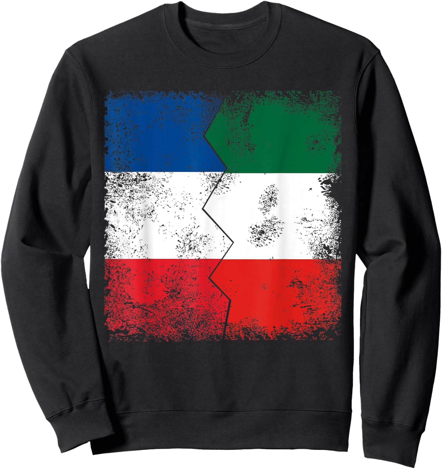 France Italy Flags | Half Italian French Roots Italia Sweatshirt - Sweatshirt | Black
