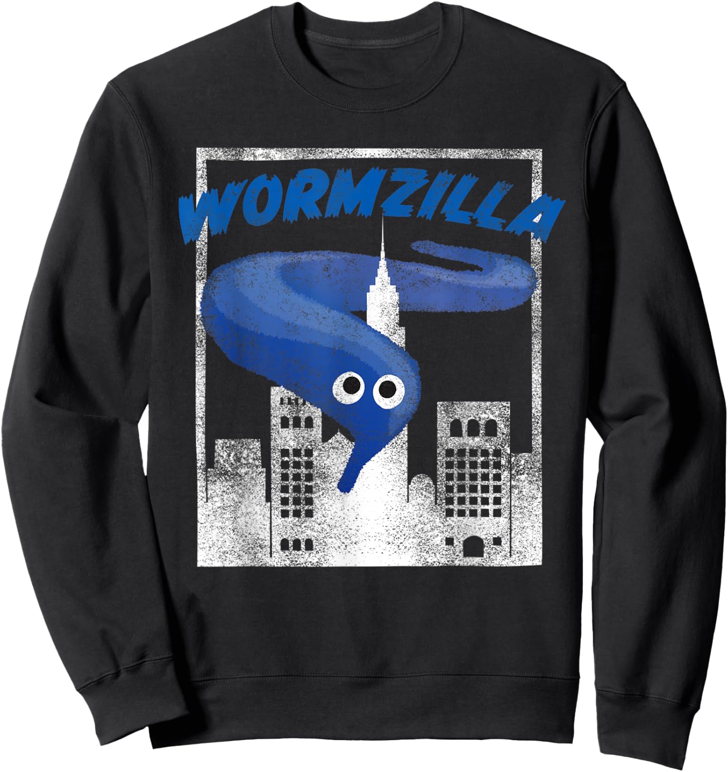 Worm On A String Meme Blue Wormzilla Retro Japanese Style Sweatshirt - Sweatshirt | Black