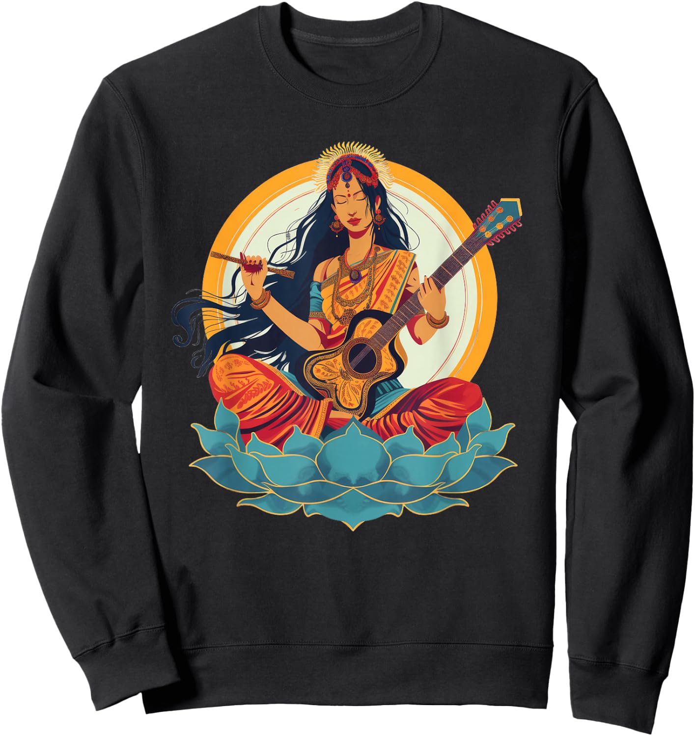 Saraswati 90s Retro Sweatshirt - Sweatshirt | Black