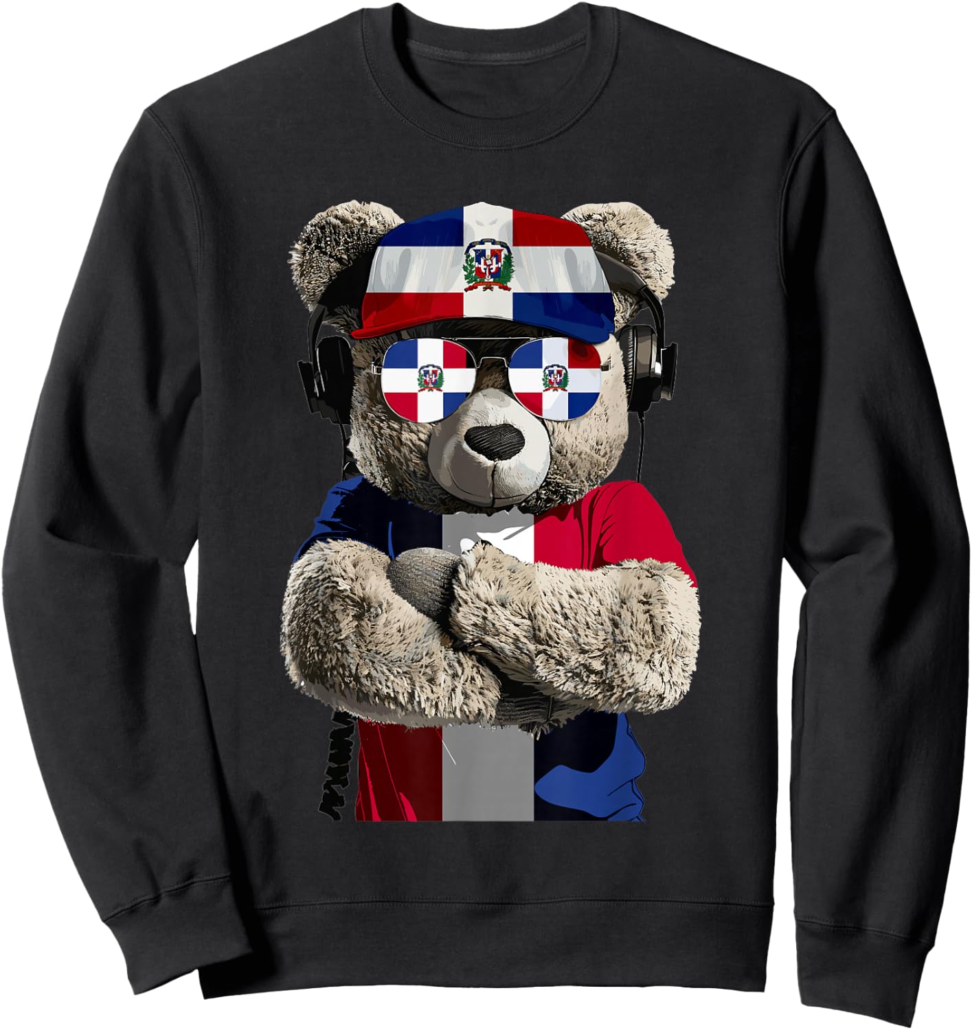 Dominican Flag Bear Souvenirs Products Dominican Republic Sweatshirt - Sweatshirt | Black