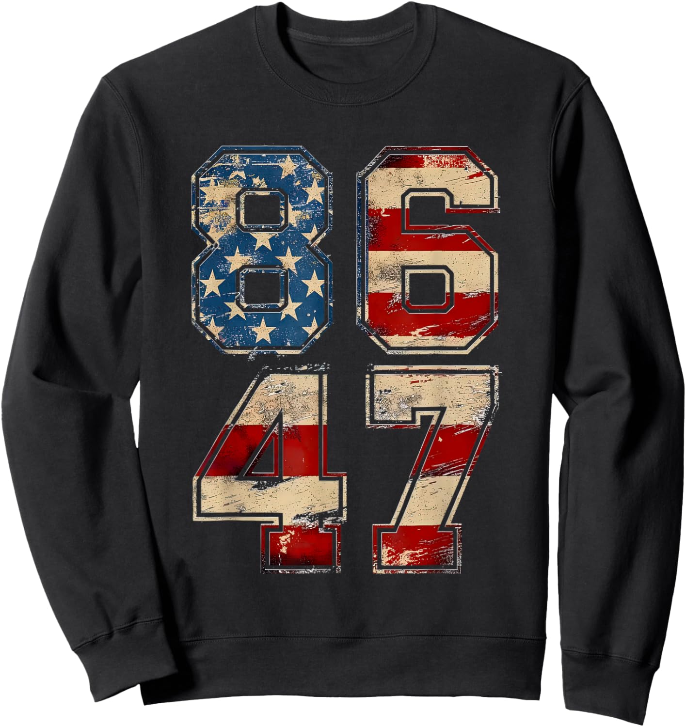 Retro Vintage 8647 Flag America Sweatshirt - Sweatshirt | Black