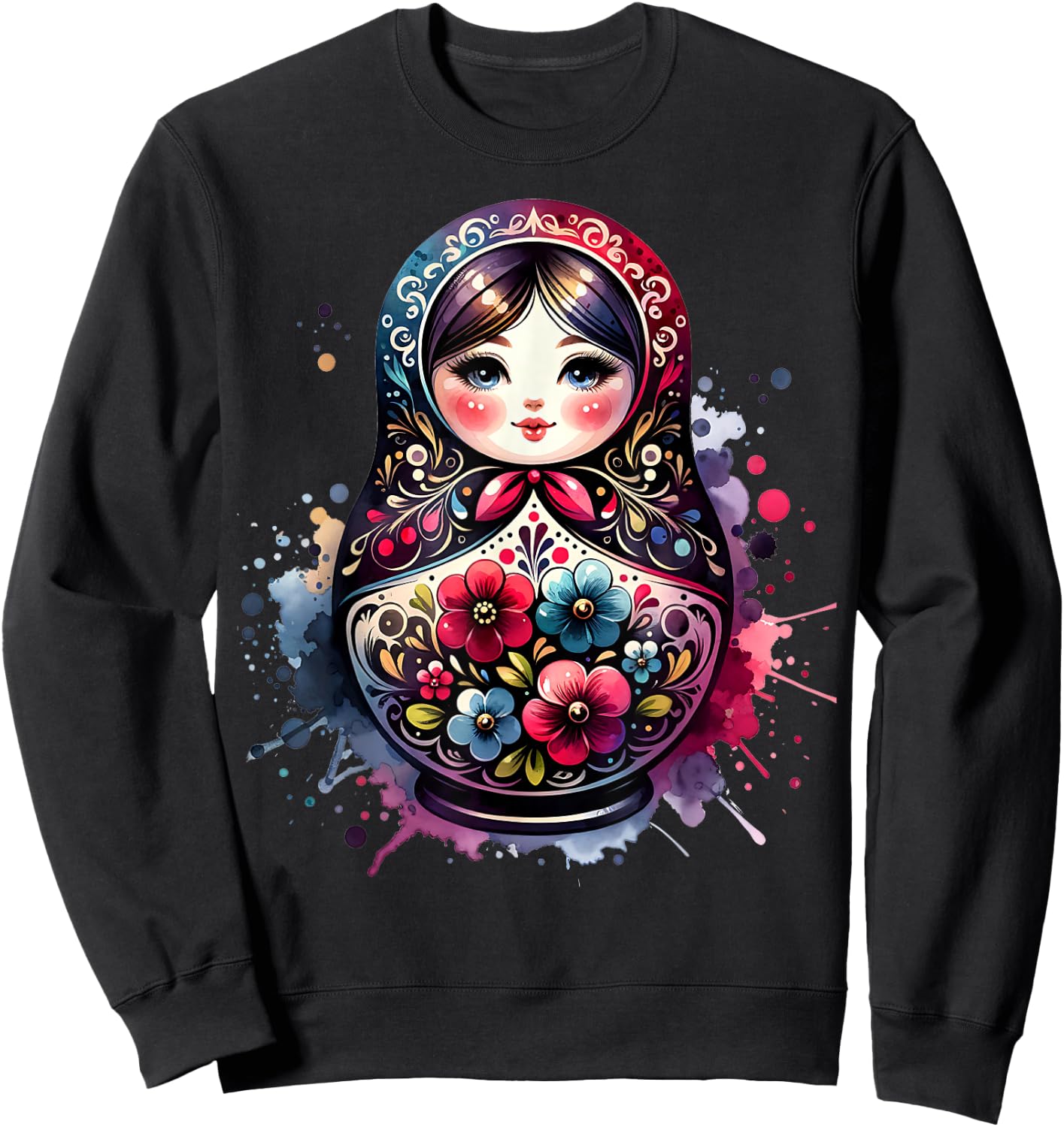 Russian Girl Matreshka Russia Russians Matryoshka Sweatshirt - Sweatshirt | Black