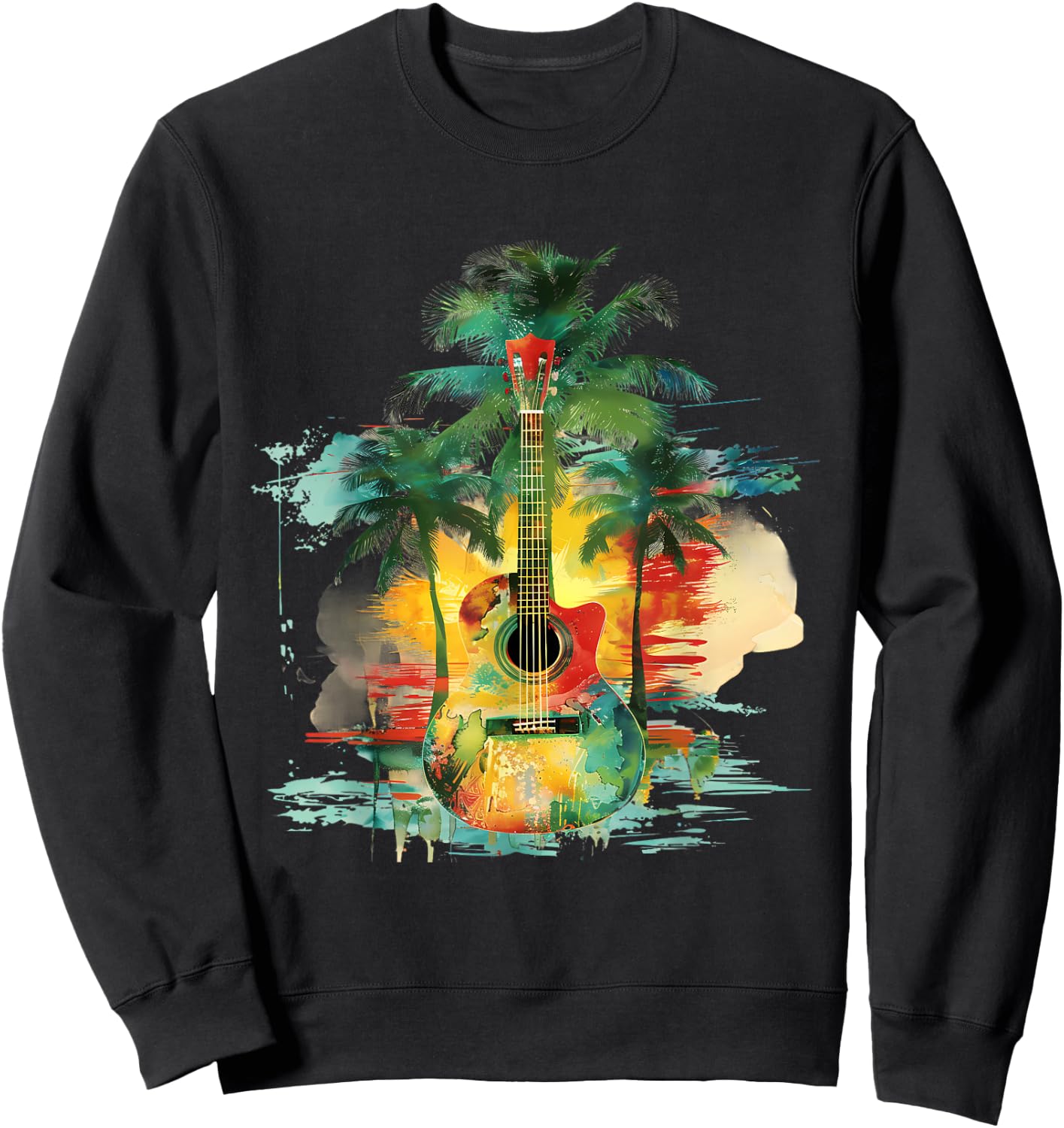 Rasta Reggae Guitar Rastafarian Roots Jamaican Pride Sweatshirt - Sweatshirt | Black