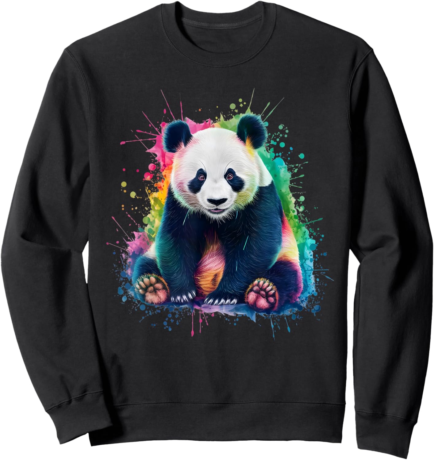 Panda Men's Women's Colourful Watercolour Panda Sweatshirt - Sweatshirt | Black