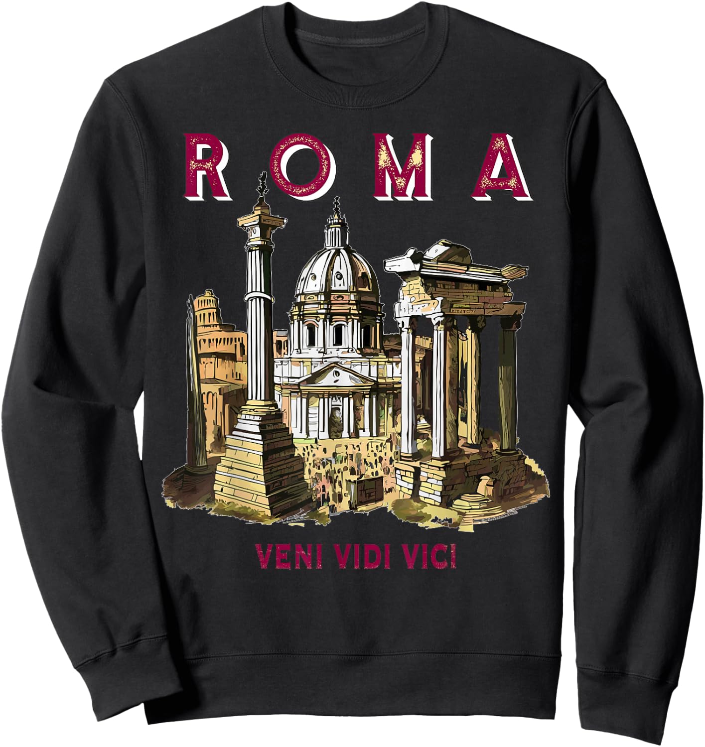 Veni VIDI VICI Ancient Rome Italy Holiday Capital Rome Sweatshirt - Sweatshirt | Black