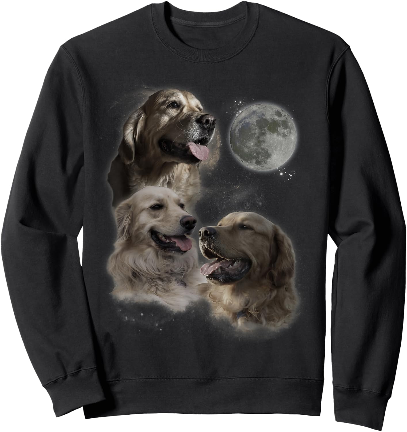 Howling at the Moon Shirt - Funny Golden Retriever Sweatshirt - Sweatshirt | Black