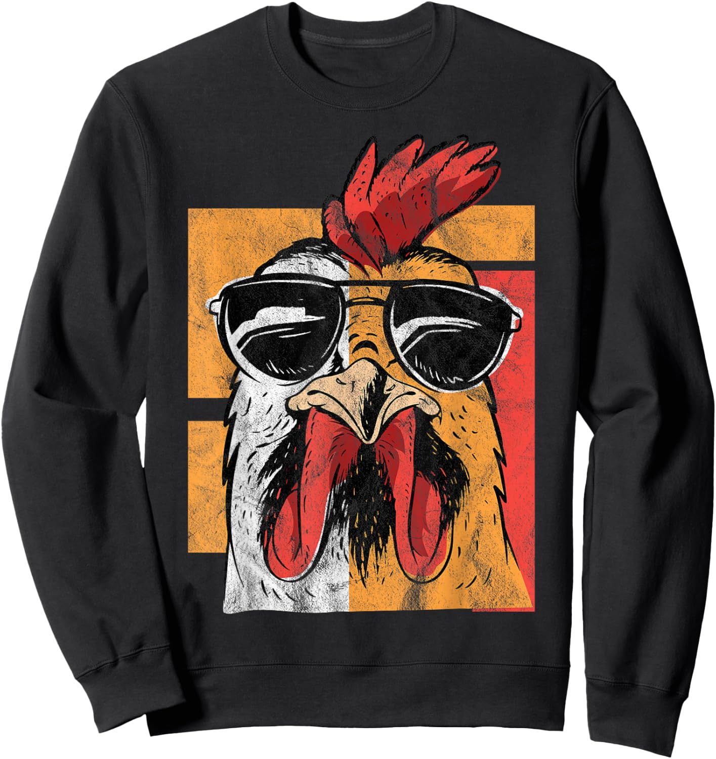 Cool Rooster Wearing Sunglasses Retro Vintage Chicken Sweatshirt - Sweatshirt | Black